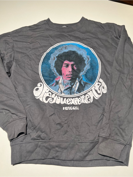 Life Clothing Co. Tops - Jimi Hendrix Graphic Crewneck Sweatshirt - Gray with Blue Accent